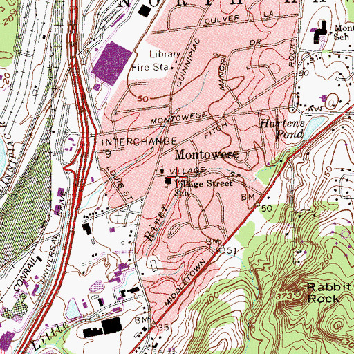Topographic Map of Village Street School, CT