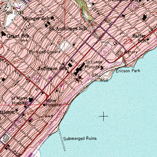 Topographic Map of First Church of Christ Scientist, MN