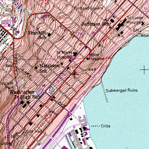 Topographic Map of First Presbyterian Church, MN