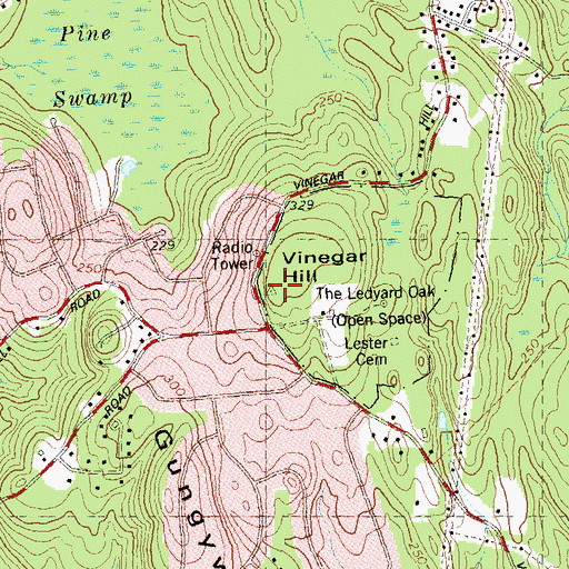 Topographic Map of Vinegar Hill, CT