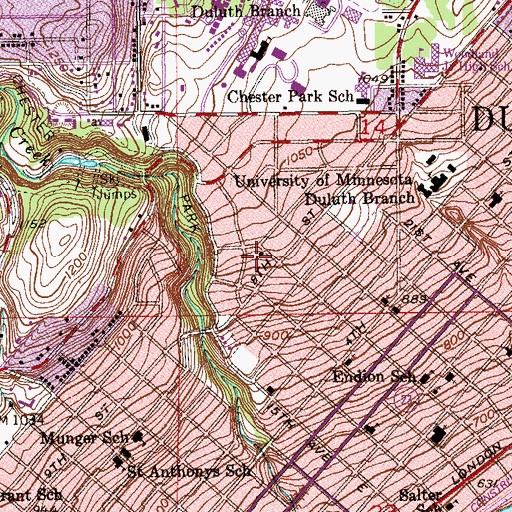 Topographic Map of Chester Park United Methodist Church, MN