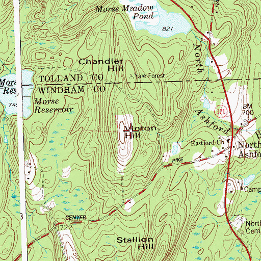 Topographic Map of Vinton Hill, CT