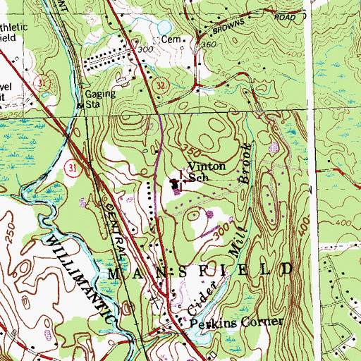 Topographic Map of Annie E Vinton Elementary School, CT