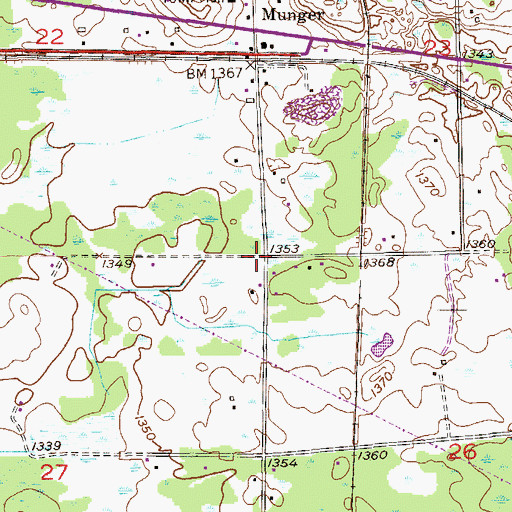 Topographic Map of God's Country Church of Munger, MN