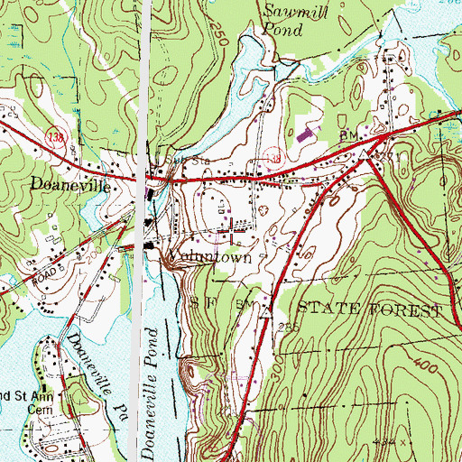 Topographic Map of Voluntown, CT
