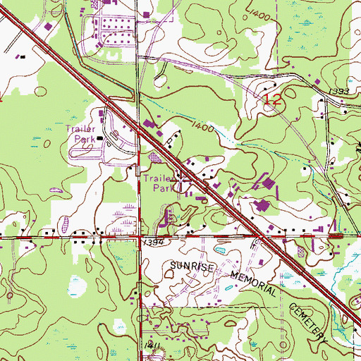Topographic Map of Birchwood Mobile Estates, MN