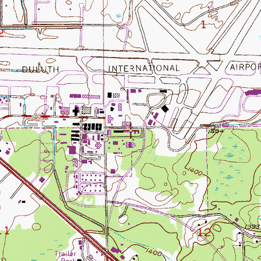Topographic Map of Saint Louis County Fire Department, MN