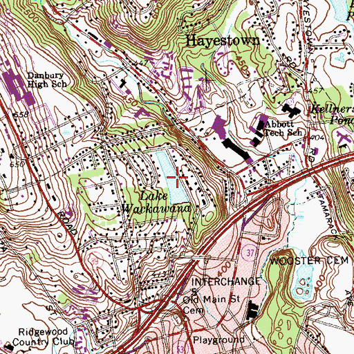 Topographic Map of Lake Wackawana, CT