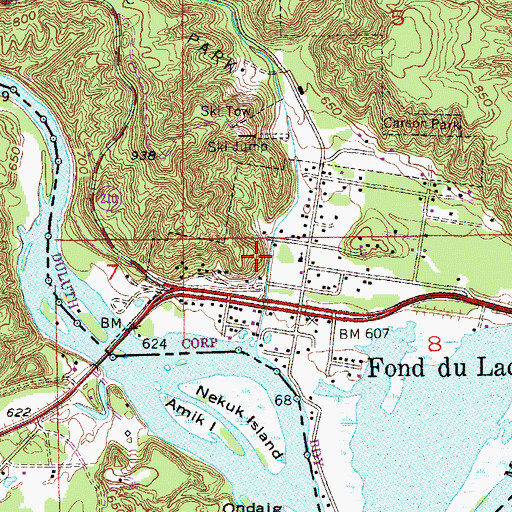 Topographic Map of Fond du Lac Community Church, MN