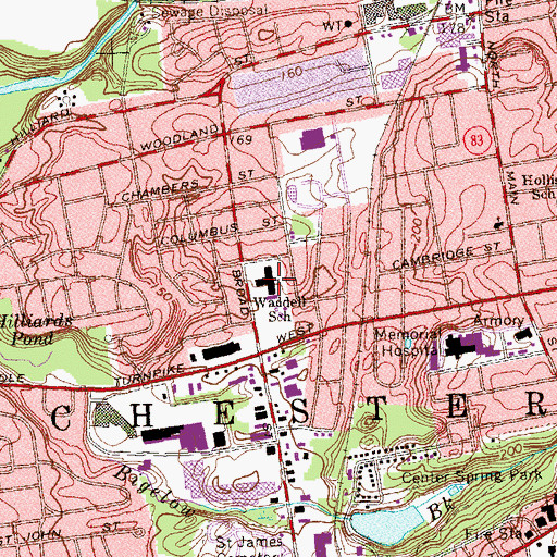 Topographic Map of Waddell Elementary School, CT