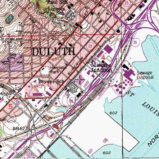 Topographic Map of Duluth Post Office, MN