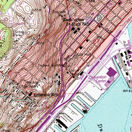 Topographic Map of Saint Louis County Courthouse, MN