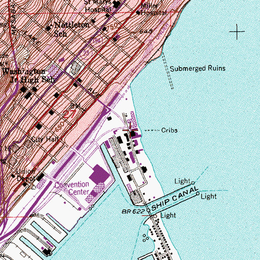 Topographic Map of Canal Park Square, MN