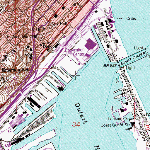 Topographic Map of Great Lakes Aquarium, MN