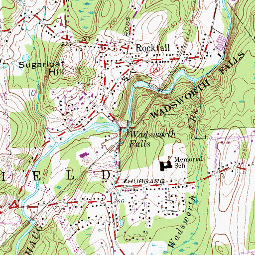Topographic Map of Wadsworth Falls, CT