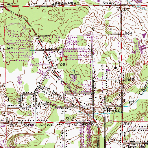 Topographic Map of Birchwood Elementary School, MN
