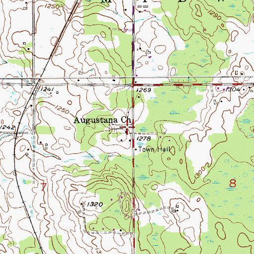 Topographic Map of Augustana Cemetery, MN