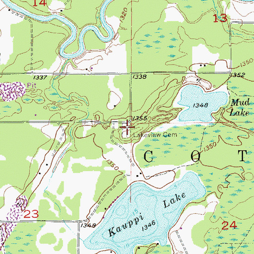 Topographic Map of Lakeview Cemetery, MN