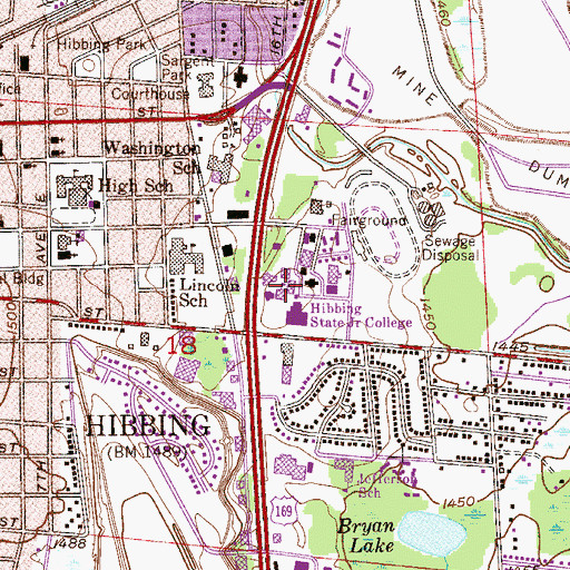 Topographic Map of Hibbing Park Cemetery, MN