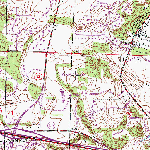 Topographic Map of Naga-Waukee Golf Course, WI