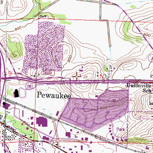 Topographic Map of Pewaukee Plaza Shopping Center, WI