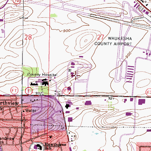 Topographic Map of Waukesha County Fairgrounds, WI
