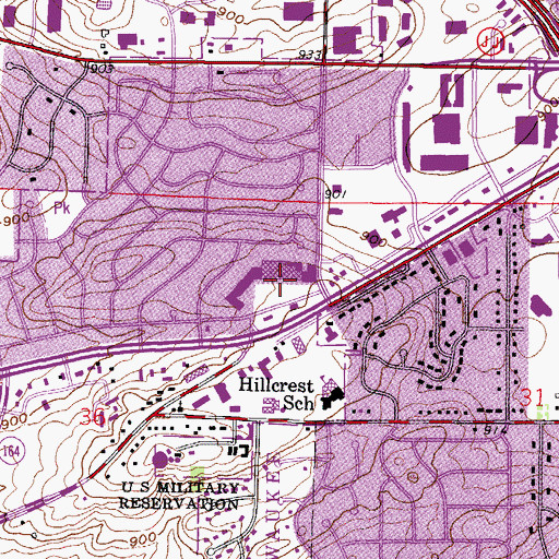 Topographic Map of Westbrook Shopping Center, WI