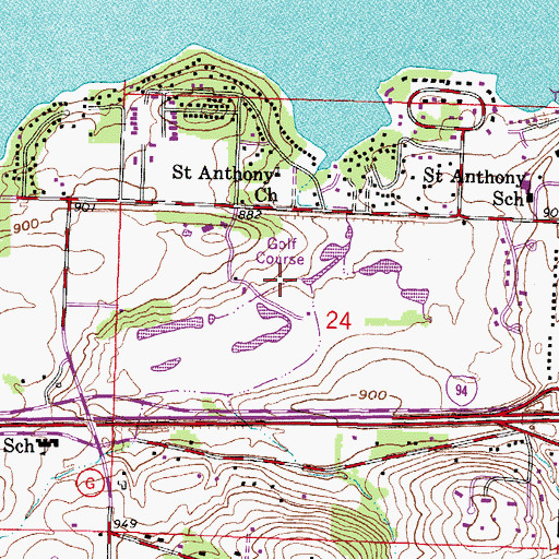 Topographic Map of Western Lakes Golf Course, WI