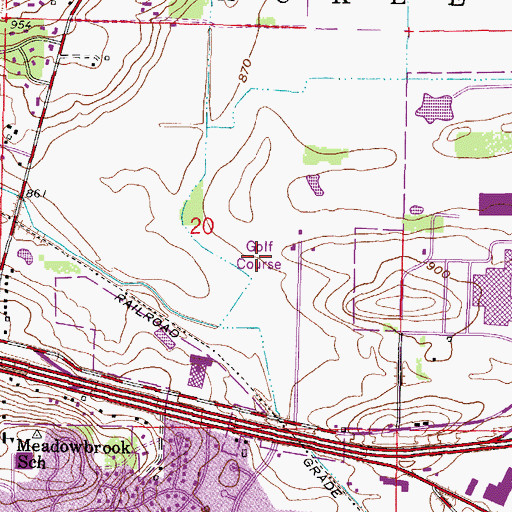 Topographic Map of Willow Run Golf Club, WI