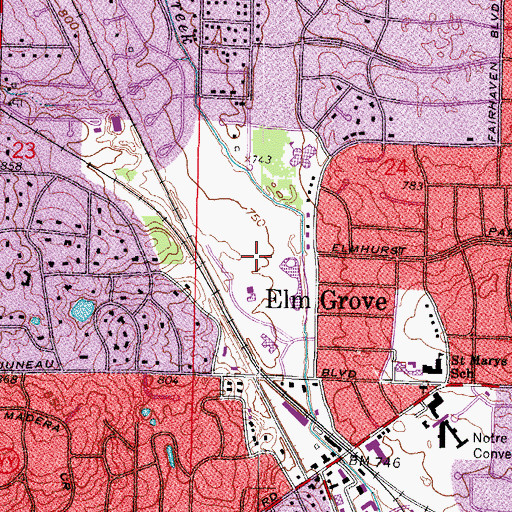 Topographic Map of Elm Grove Village Park, WI