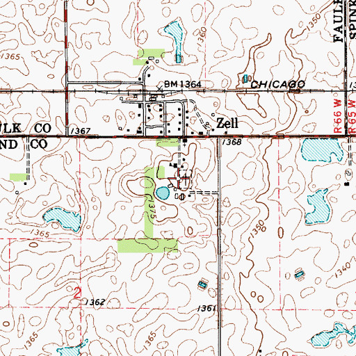 Topographic Map of Saint Marys Catholic Cemetery, SD