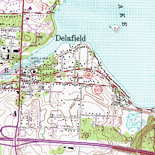 Topographic Map of Firemen's Park, WI