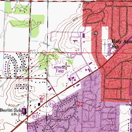 Topographic Map of John J Malone Park, WI