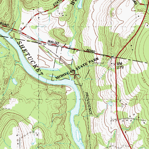 Topographic Map of Waldo Brook, CT