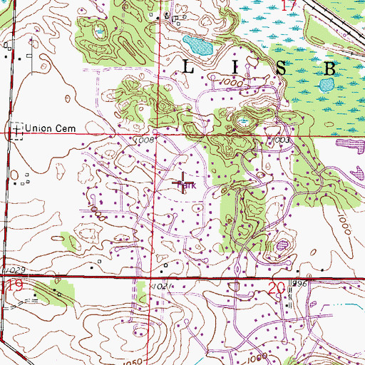Topographic Map of Lisbon Oaks Park, WI