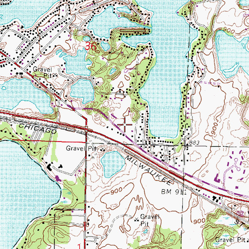Topographic Map of Okauchee Lions Community Park, WI
