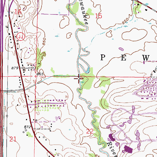 Topographic Map of Pewaukee River Parkway, WI