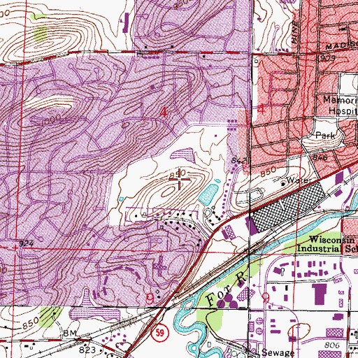 Topographic Map of Woodfield Park, WI