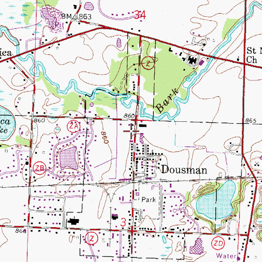 Topographic Map of Dousman Post Office, WI