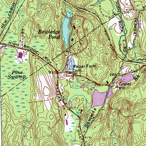 Topographic Map of Walker Farm Cemetery, CT