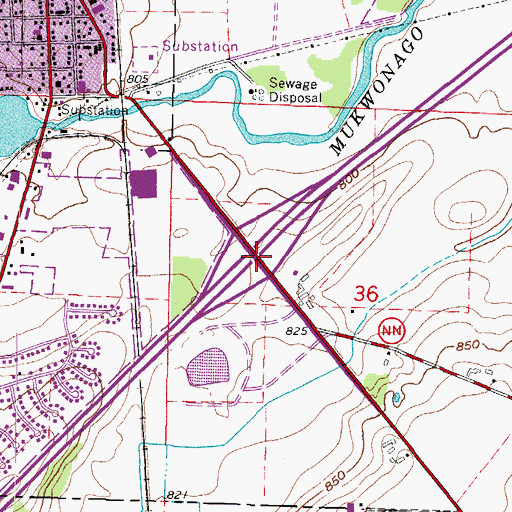 Topographic Map of Interchange 43, WI