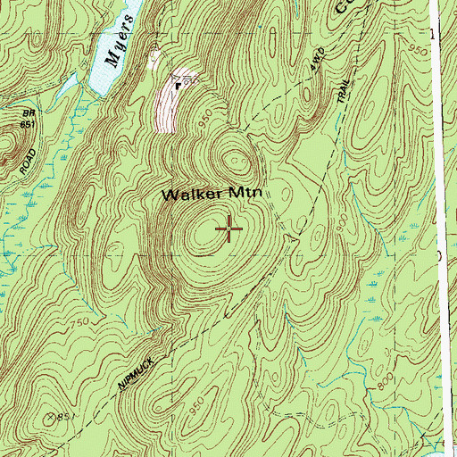 Topographic Map of Walker Mountain, CT