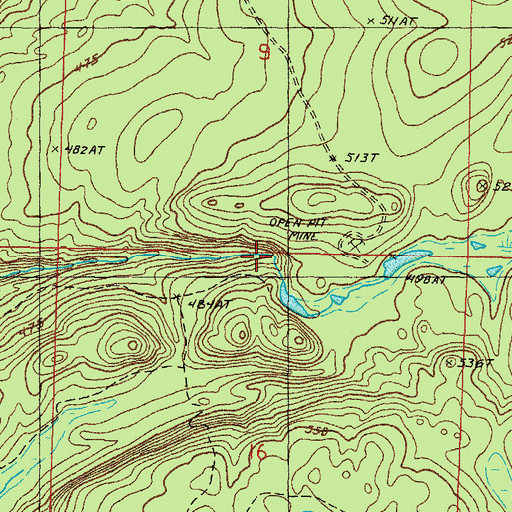 Topographic Map of Plumbago Falls, MI
