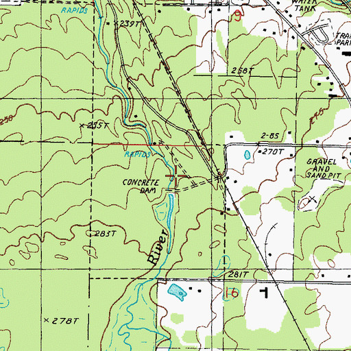 Topographic Map of Power Dam Falls, MI