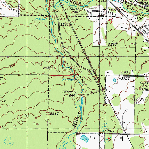 Topographic Map of Power House Falls, MI