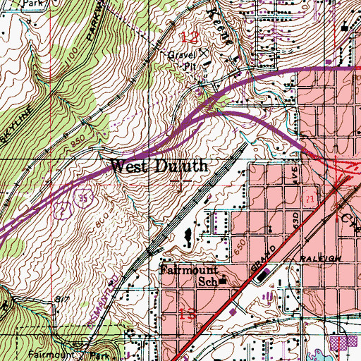 Topographic Map of West Duluth Post Office (historical), MN