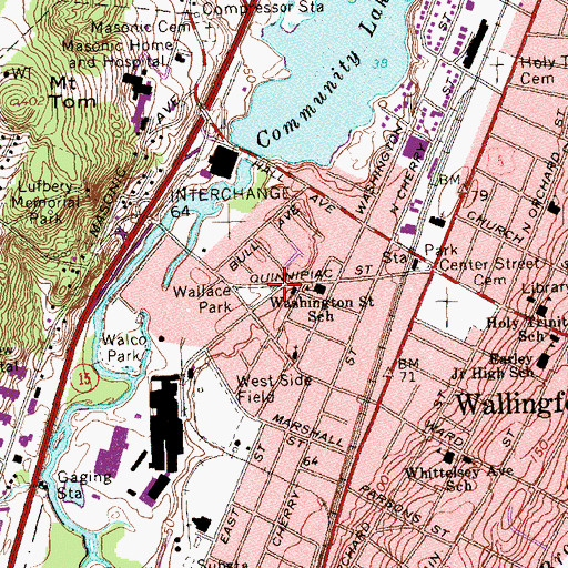 Topographic Map of Wallace Park, CT