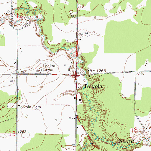 Topographic Map of Toivola Post Office (historical), MN