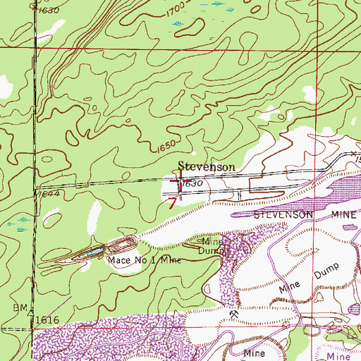 Topographic Map of Stevenson Post Office (historical), MN
