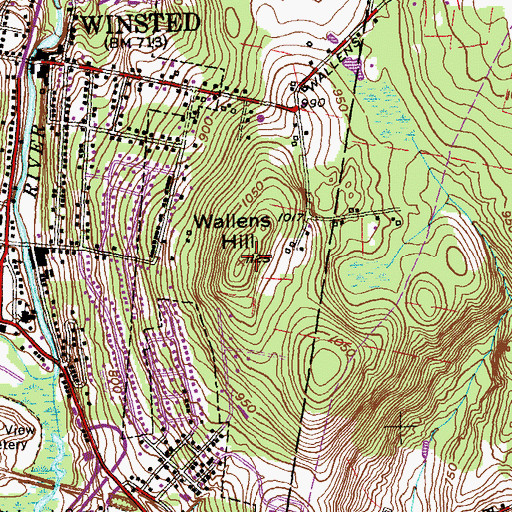 Topographic Map of Wallens Hill, CT